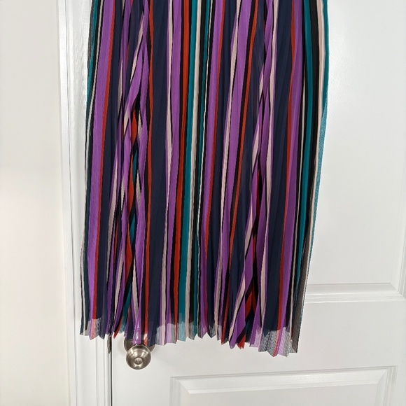 New Halogen Multi-Color Softly Pleated Striped Long Skirt - Picture 2 of 8